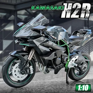 1:10 Kawasaki H2R Ninja S1000RR Alloy Die Cast Motorcycle Model Vehicle Collection Sound and Light Off Road Autocycle Toys Car