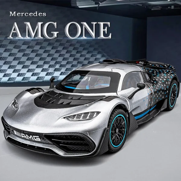 1:18 Mercedes-Benz ONE AMG Supercar Alloy Muscle Car Model Sound and Light Pull Back Children's Toy Collectibles Birthday gift