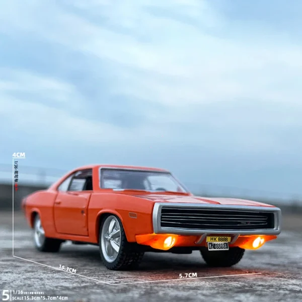 1:32 Dodge Charger R/T 1970 Alloy Muscle Car Model Sound and Light Pull Back Children's Toy Collectibles Birthday gift - Image 3