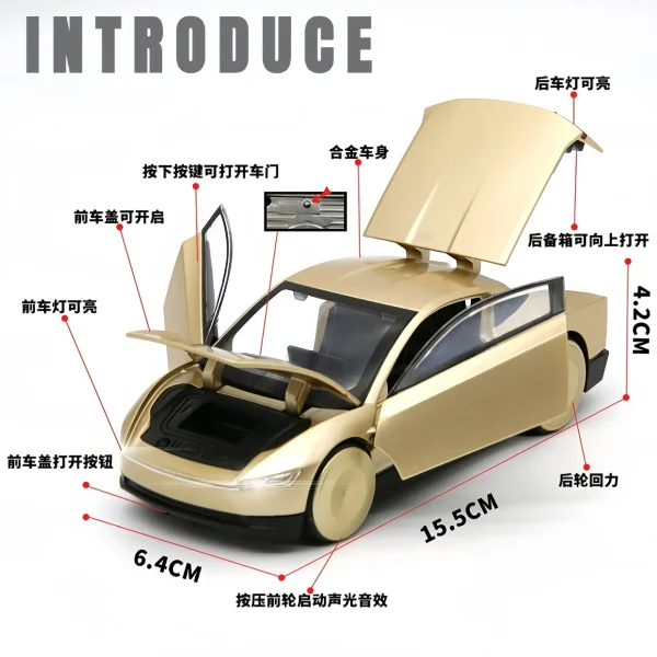 1:32 Teslas Cybercab Robotaxi Alloy Car Model Sound and Light Pull Back Children's Toy Collectibles Birthday gift - Image 6