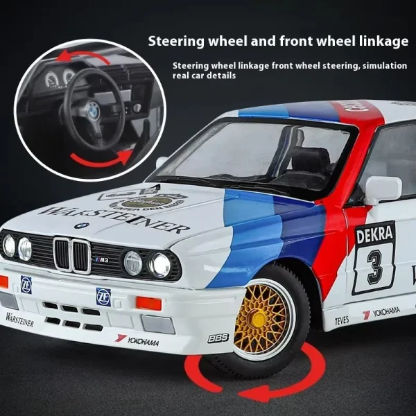 1:24 BMW M3 E30 1987 DTM Alloy Car Model Sound and Light Pull Back Children's Toy Collectibles Birthday gift - Image 4