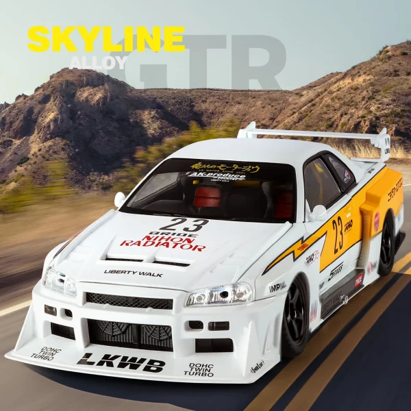 1:18 Nissan GTR R34 Skylin S15 LBWK Alloy Car Model Sound and Light Pull Back Children's Toy Collectibles Birthday gift - Image 3