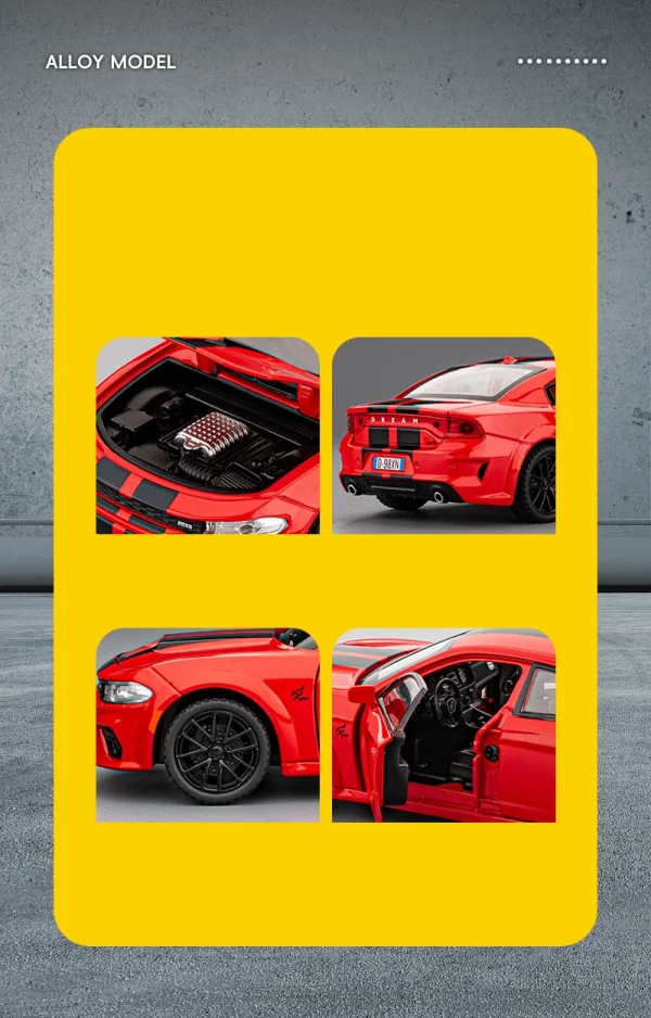 1:32 Dodge Charger SRT Hellcat Alloy Muscle Car Model Sound and Light Pull Back Children's Toy Collectibles Birthday Gift - Image 16