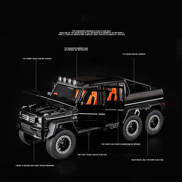 1:20 G63 6X6 OFF-ROAD Alloy Cast Toy Car Model Sound and Light Children's Toy Collectibles Birthday gift - Image 3