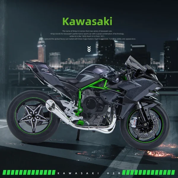 1:9 Kawasaki H2R Ninja V4S S1000RR Alloy Die Cast Motorcycle Model Toy Vehicle Carrying lights Off Road Autocycle Toys Car - Image 2