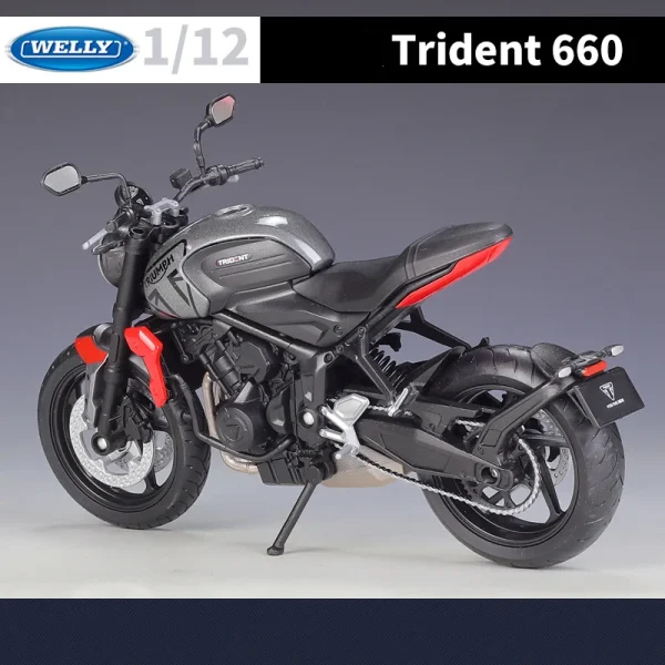 WELLY 1/12 Triumph Trident 660 2021 Motorcycle Model Toy Vehicle Collection Autobike Shork-Absorber Off Road Autocycle Toys Car - Image 3