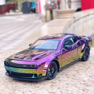 1:24 Dodge Challenger Hellcat Redeye Alloy Car Model Sound and Light Pull Back Children’s Toy Collectibles Birthday gift