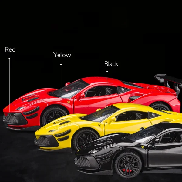 1:32 Ferraris 488 Supercar Alloy Car Diecasts & Toy Vehicles Car Model Sound and light Pull back Car Toys For Kids Gifts - Image 4