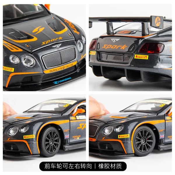 1:24 Bentley Continental GT3 Alloy Car Diecasts & Toy Vehicles Car Model Sound and light Pull back Car Toys For Kids Gifts - Image 5