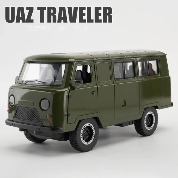 New 1:18 Russian UAZ TRAVELER 452 VAN Alloy Diecasts & Toy Vehicles Metal Toy Car Model Sound and light Collection Kids Toy - Image 3