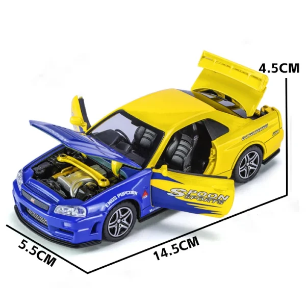 1:32 Nissan GTR R34 GT-R R35 Fast & Furious Alloy Car Model Sound and Light Pull Back Children's Toy Collectibles Birthday gift - Image 4