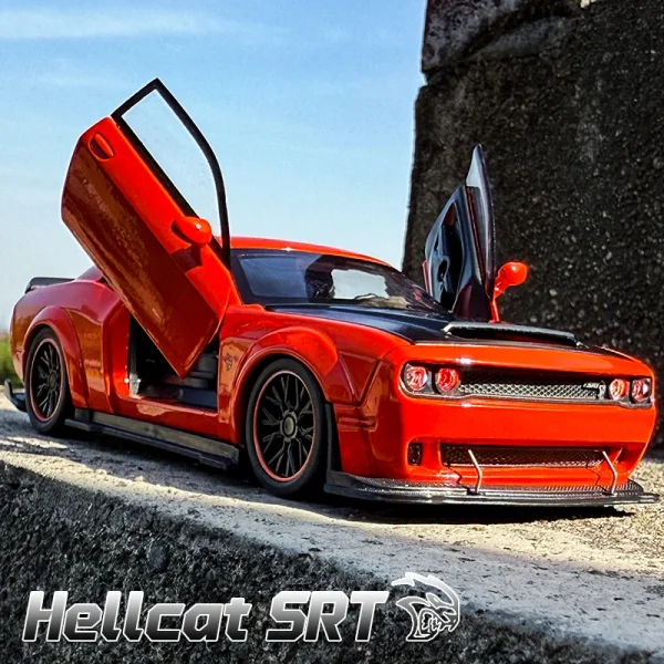 New 1:32 Challenger SRT Hellcat 2024 Alloy Car Model Sound and Light Pull Back Children's Toy Collectibles Birthday gift