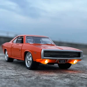 1:32 Dodge Charger R/T 1970 Alloy Muscle Car Model Sound and Light Pull Back Children’s Toy Collectibles Birthday gift