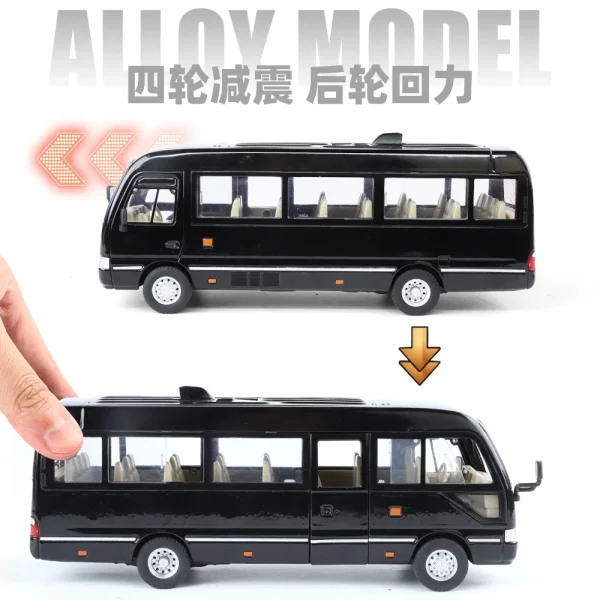 1:24 Coaster BUS Alloy Car Model Sound and Light Pull Back Children's Toy Collectibles Birthday gift - Image 3