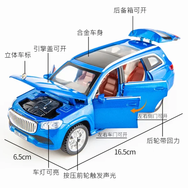 1:32 Maybach GLS600 Alloy Car Model With Pull Back Sound Light Children Gift Collection Diecast Toy Model - Image 3