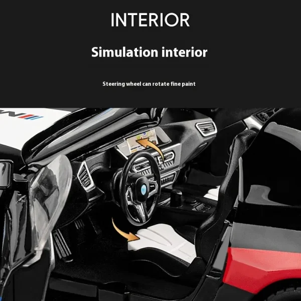 1:22 BMW Z4 M40i Supercar Alloy Car Model Sound and Light Pull Back Children's Toy Collectibles Birthday gift - Image 6