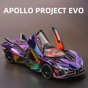 1:24 Apollo Project EVO Electroplate Supercar Alloy Muscle Car Model Sound and Light Children’s Toy Collectibles Birthday gift