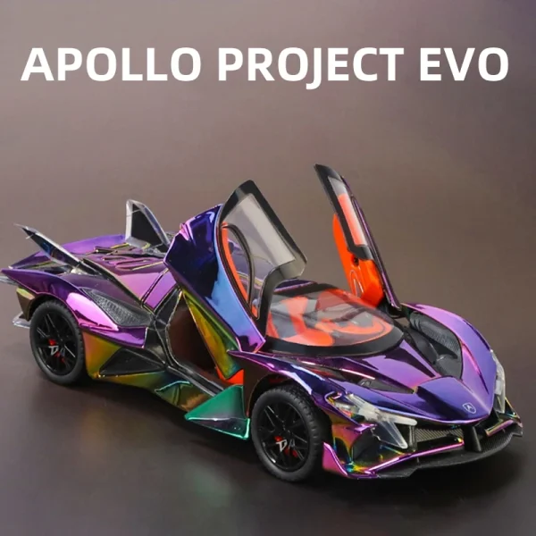 1:24 Apollo Project EVO Electroplate Supercar Alloy Muscle Car Model Sound and Light Children's Toy Collectibles Birthday gift