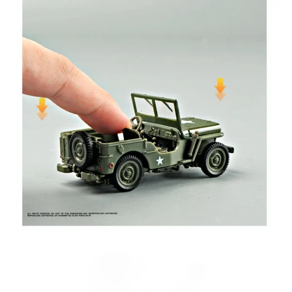 1/43 JEEP WILLYS Military Army Vehicle Miniature Model Zinc Alloy Toy Car Free Wheels Diecast Metal Collection Gift For Kids - Image 4