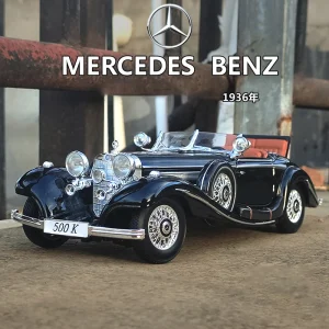 1:18 Mercedes-Benz 500K 1936 Alloy Die Cast Toy Car Model Sound and Light Children’s Toy Collectibles Birthday gift