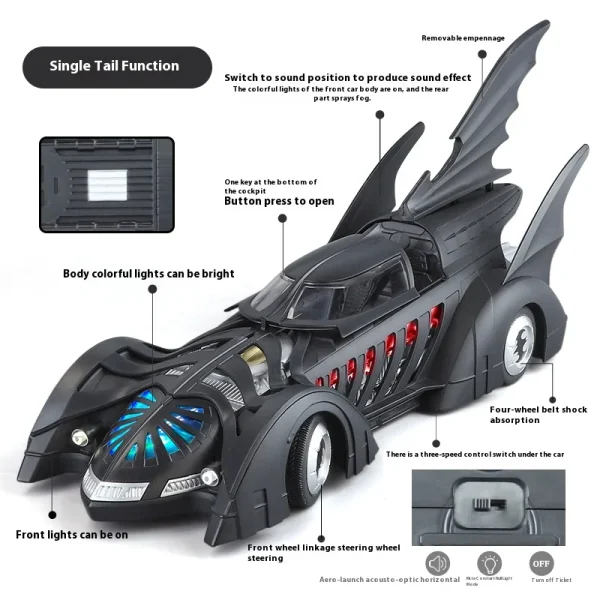 1:18 Batmobile 1995 Alloy Car Diecasts & Toy Vehicles Car Model Miniature Scale Model Car Toys For Children - Image 2