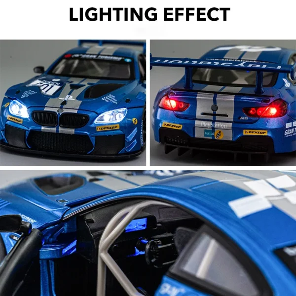 1:24 BMW M6 GT3 M4 BMW CSL Racing Car Free Wheeling High Light Sport Racing Car Model Toy Diecast Metal Alloy Miniature Replica - Image 4
