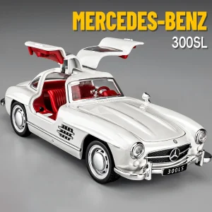 1:32 Mercedes-Benz 300SL Alloy Car Model Sound and Light Pull Back Children’s Toy Collectibles Birthday gift