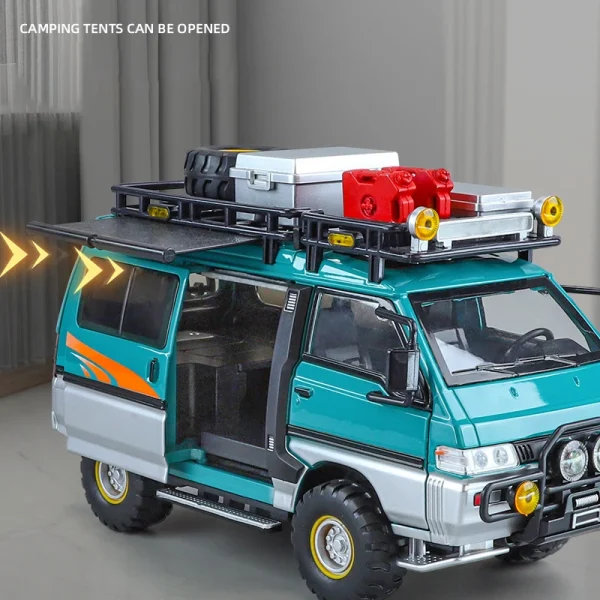 1:24 Mitsubishi Delica Mini Off Road VAN RV Alloy Car Model Sound and Light Children's Toy Collectibles Birthday gift - Image 3
