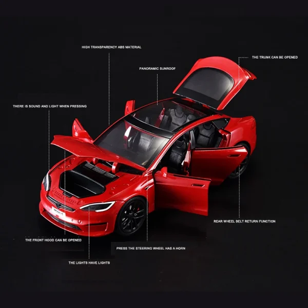 1:24 Model S Model 3 Model Y Alloy Die Cast Toy Car Model Sound and Light Children's Toy Collectibles Birthday gift - Image 3
