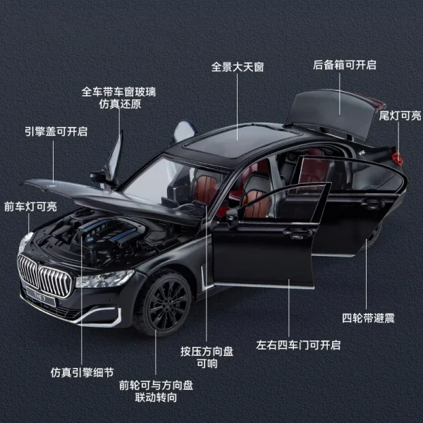 1:24 760 THE7 Limousine Alloy Car Diecasts & Toy Vehicles Car Model Sound and light Pull back Car Toys For Kids Gifts - Image 3