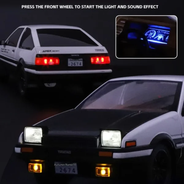 1:18 Initial D AE86 Alloy Car Model Sound and Light Children's Toy Collectibles Birthday gift - Image 2