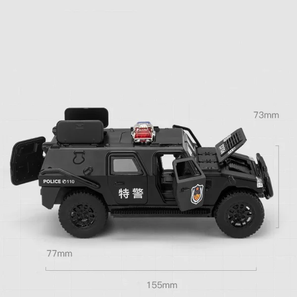 1:32 Dongfeng Warriors Military Off-road Vehicle Alloy Car With Pull Back Sound Light Children Gift Collection Diecast Toy Model - Image 3