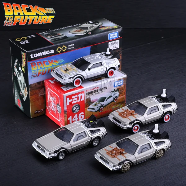 TOMY DMC-12 DeLorean DMC I II III Back To The Future Time Machine Mr.Fusion Diecast Toy Vehicle Car Model
