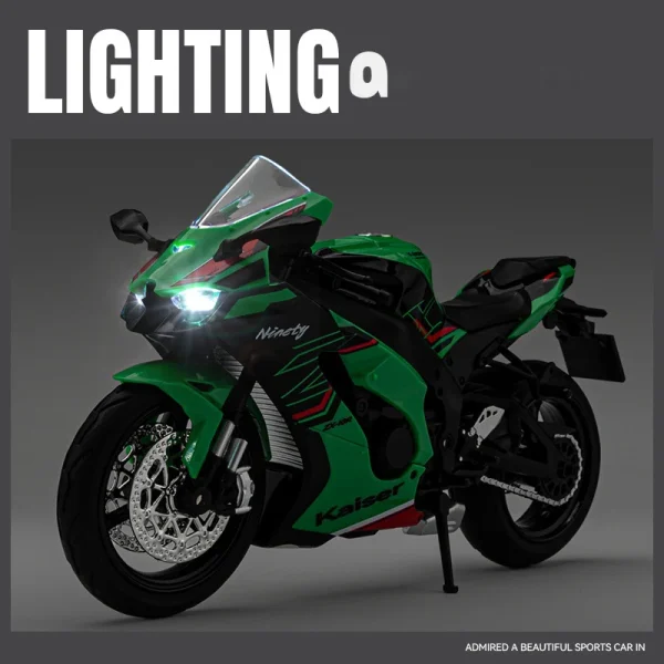 1:12 Kawasaki Ninja ZX10R Alloy Die Cast Motorcycle Model Toy Vehicle Collection Sound and Light Off Road Autocycle Toys Car - Image 4