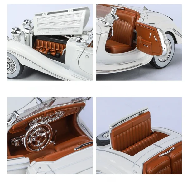 1:24 Mercedes-Benz 500K 1936 Classic Car Alloy Car Model Sound and Light Pull Back Children's Toy Collectibles Birthday gift - Image 5