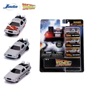 JADA 1/65 DMC-12 DeLorean DMC I II III Back To The Future Time Machine Mr.Fusion Diecast Toy Vehicle Car Model