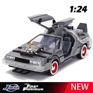 JADA 1:24 DMC-12 delorean back to the future Alloy Car Diecasts & Toy Vehicles Miniature Scale Model Car Toys For Children