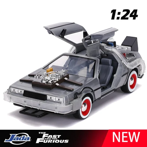 JADA 1:24 DMC-12 delorean back to the future Alloy Car Diecasts & Toy Vehicles Miniature Scale Model Car Toys For Children