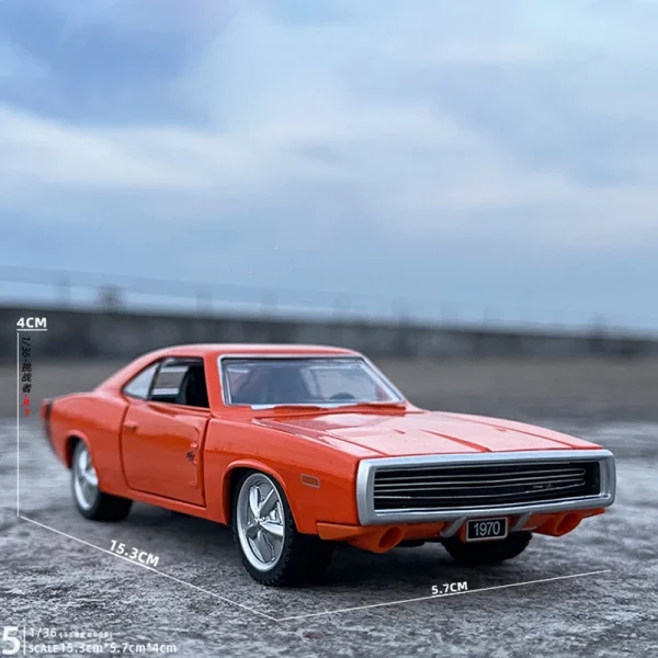 1:32 Dodge Charger R/T 1970 Alloy Muscle Car Model Sound and Light Pull Back Children's Toy Collectibles Birthday gift - Image 4