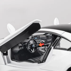 1:24 BMW I8 Supercar Alloy Car Diecasts & Toy Vehicles Car Model Sound and light Pull back Car Toys For Kids Gifts
